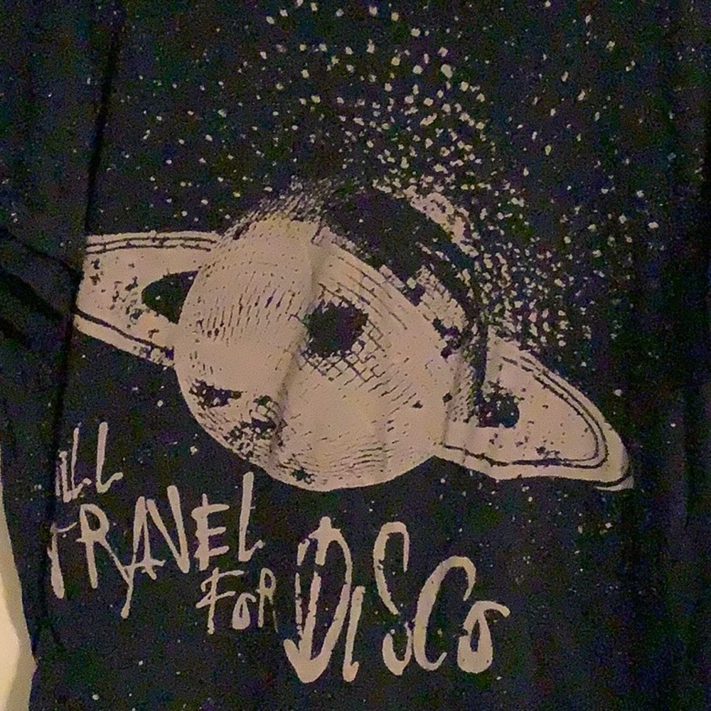 Navy BlueGraphic T-Shirt with Saturn Design Magnolia Pearl